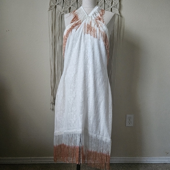 Shyanne Women's Fringe Halter Bodycon Dress L - Picture 2 of 15